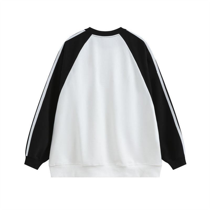 Men Hoodie Color-Block Raglan Sleeves round Neck Sweater Men