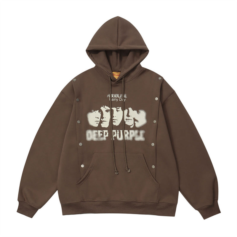 Men Hoodie Hip Hop Rock Portrait Printed Hoodie