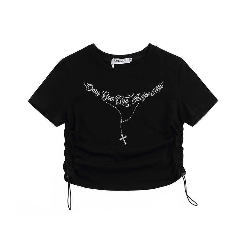 Women T-shirt Short-Sleeved T-shirt Women's Letter Printed Cotton Summer round Neck Short Sleeves