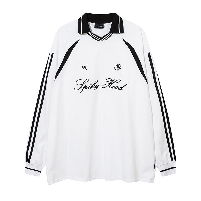 Men's Long Sleeve Shirt Lapel Long Sleeve T-shirt Men's and Women's Retro Loose Base