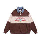 Men Hoodie Stitching Embroidered Letters Men's Loose Spring and Autumn Long Sleeve Polo Shirt