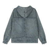 Men Denim Jacket Washed Do the Old Cowboy Hooded Sweater Spring and Autumn Loose