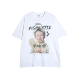Men T Shirt High Street Print Loose Distressed Short Sleeve T-shirt