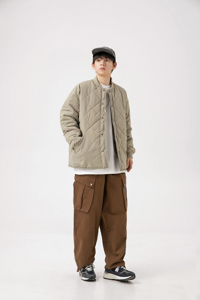 Unisex Hoodie Winter Plaid Cotton-Padded Coat
