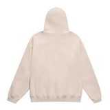 Men Fleece Lined Hoodie Autumn Winter Sweater Male Letter Embroidered Loose Hooded Pullover Long Sleeve Top