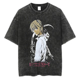 Harajuku Vintage Washed T Shirts Death Note Anime