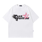 Men T Shirt Vintage Letter Print Street Style Casual Couple Short Sleeve T-shirt
