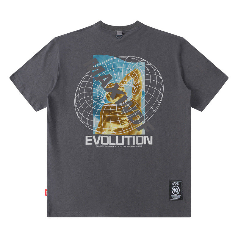 Men's T Shirt Portrait Short-Sleeved T-shirt Men's and Women's High Street Hiphop