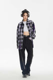 Unisex Jacket Fall Plaid Stitching Shirt Women's Clothing