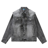 Men Denim Jacket Washed Distressed Denim Jacket Workwear Jacket