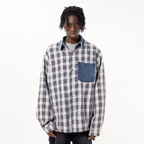 Men Long Sleeved T Shirt Letter Embroidery Long Sleeve Shirt Men Autumn Contrast Color Pocket Shirt Coat