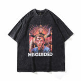 Men T Shirt Printed High Street Style Distressed Short Sleeve T-shirt Men's Loose