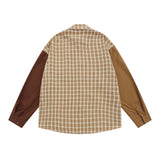 Men Long Sleeved T Shirt Spring and Autumn Lattice Shirt Men's Stitching Long Sleeve Shirt Outer Wear