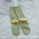 Kapital Sock Heel Smiley Socks Japanese Hiata Hehong Smiley RetroMid-Calf Socks Double Needle Thick Thread