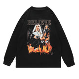 Men Long Sleeve Shirt Gothic Style Printed Sweater Men's and Women's Hip Hop Retro Long Sleeve T-shirt