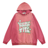Men Hoodie Tie-Dye Gradient Hooded Sweater Inkjet Letter Printing Loose