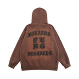Men Hoodie Letter Puff Print Long Sleeve Hooded Sweater
