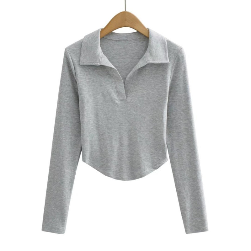 Women T-Shirt Spring Long Sleeve Polo Short T-shirt
