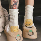 Kapital Sock Pingtian Hehong Wool Thick Needle Smiley Heel Thick Japanese Style Workwear Mixed Color Stripe Socks