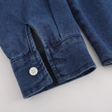 Men Long Sleeved T Shirt Denim Shirt Men Cartoon Embroidery Rabbit Long Sleeve Shirt Coat