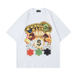 Men's T Shirt Printed round Neck Short Sleeve T-shirt Men's and Women's Retro Loose