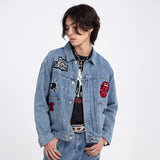 Men Denim Jacket Men's Spring and Autumn Loose Washed-out Denim Clothes Jacket