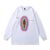 Men Long Sleeve Shirt Spring and Autumn Hip Hop Retro Cartoon Printed Couple Long Sleeve T-shirt