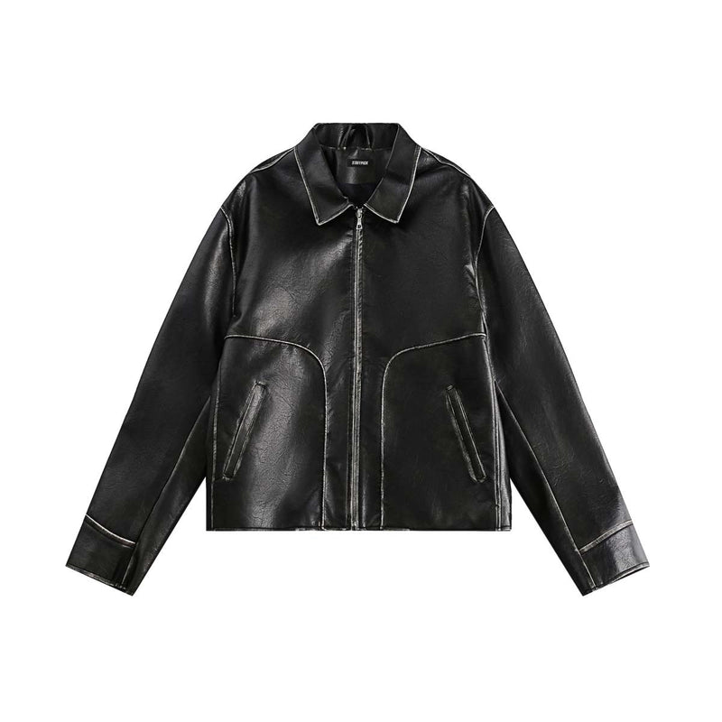 Unisex Jacket Autumn Hand-Worn Brushed Leather Coat