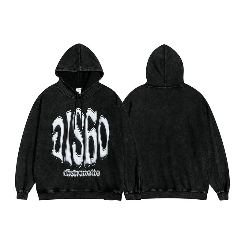Men Long Sleeve Shirt Personality Letter Graffiti Hooded Sweater Men's and Women's Hip Hop Style Hoodie