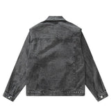 Men Denim Jacket Washed Distressed Denim Jacket Workwear Jacket