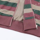 Men Hoodie Striped Stand Collar Zipper Coat Men and Women Letters