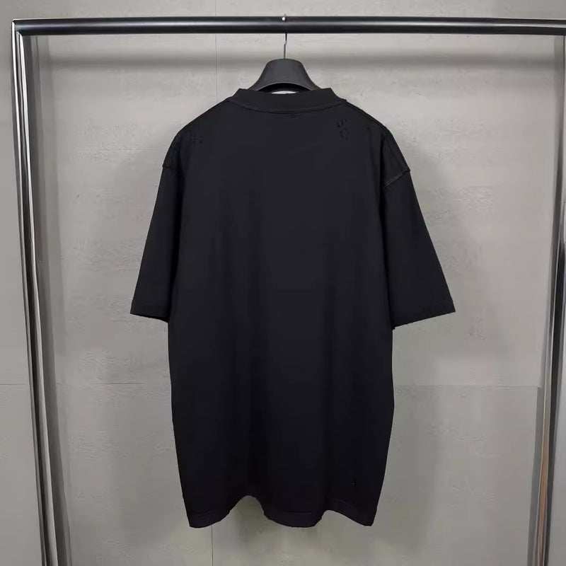 Men T-shirts printed washed and worn short-sleeved T-shirts loose and casual