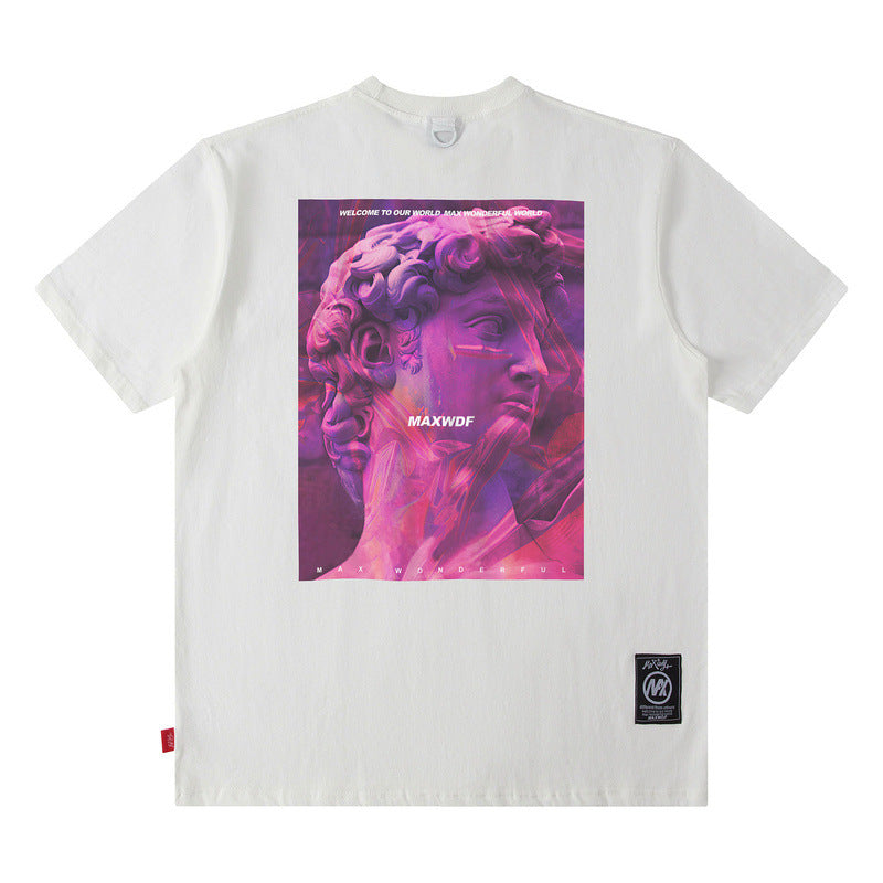 Men's T Shirt Portrait Short-Sleeved T-shirt Men's and Women's High Street Hiphop