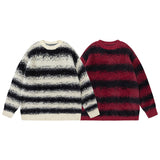 Men Long Sleeve Shirt Navy Fur Striped Knitted Couple's Tops All-Match Sweater for Men and Women