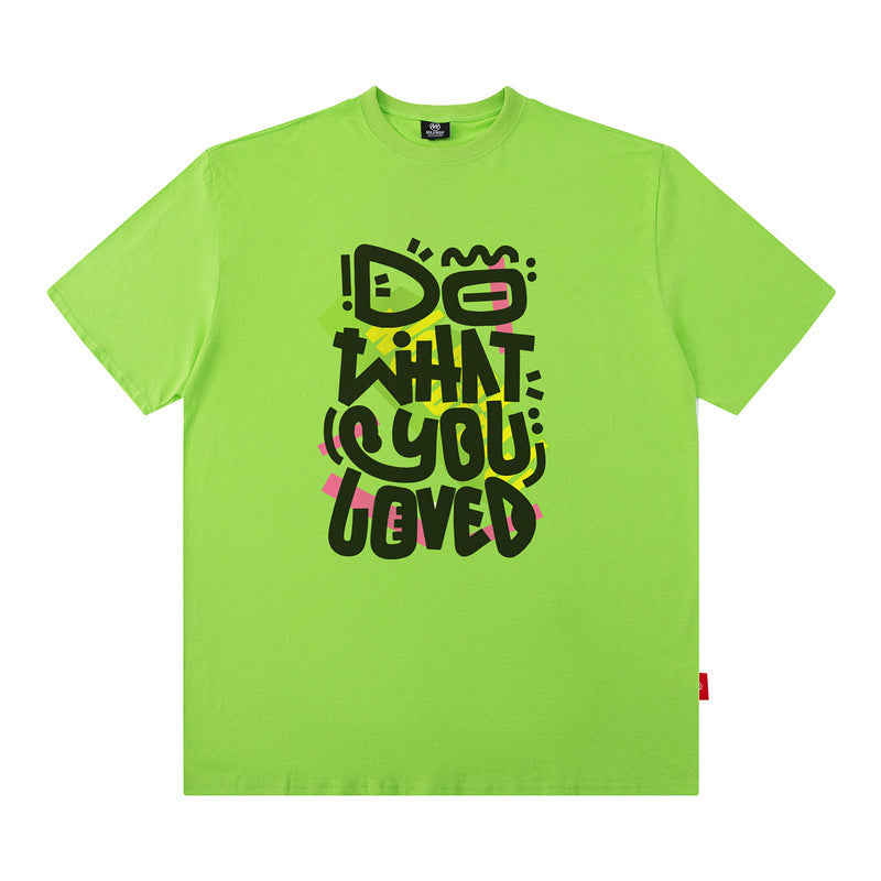 Men T Shirt Fashion Brand Letter Graffiti T-shirt Men and Women Couple Loose Short Sleeve
