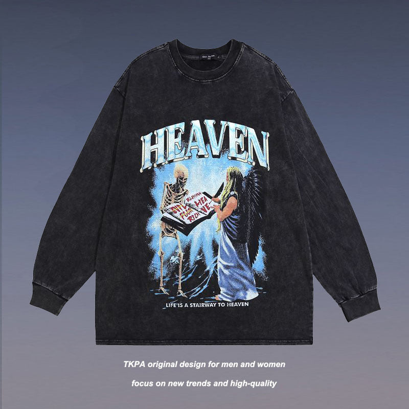 Men Long Sleeve Shirt Vintage Graffiti Long Sleeve Vintage Bottoming T-shirt for Men and Women