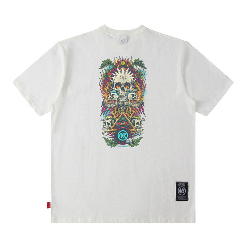 Men T Shirt Vintage Printed Spring and Summer Loose Short Sleeve T-shirt for Men and Women