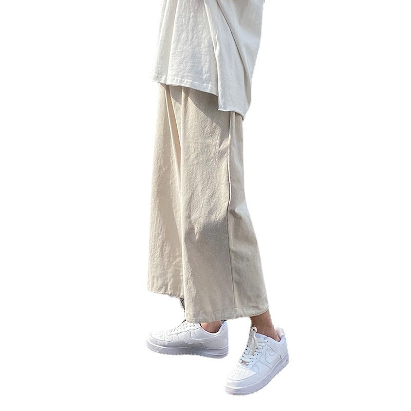 Men Sweatpants Men Loose Straight Ankle-Tied All-Matching Summer