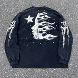 HS Hoodie Old Meteor Flame Portrait Printing Loose