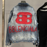 Graffiti Bomber Jacket Graffiti Cola Embroidery Denim