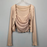 Women Long Sleeve Shirt Splicing Sling Vest Women's Long Sleeve Jacket Cardigan