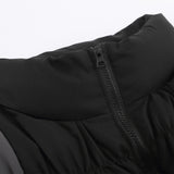 Men Cotton Mixed Jacket Coat Stitching Contrast Color Striped Bread Coat Men's Winter Cotton Dress Loose Zip Coat