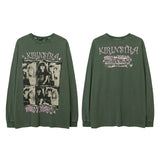 Men Long Sleeve Shirt Distressed Printed Loose Long Sleeves Male Couple Casual T-shirt
