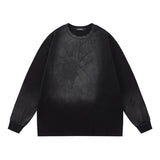 Men Long Sleeve Shirt Letter Graffiti Distressed Long Sleeve T-shirt Men and Women Hip Hop Retro Loose