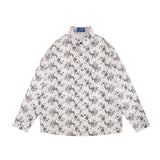 Men Long Sleeved T Shirt Spring and Autumn Floral Shirt Ins Loose Casual Long Sleeves Shirt