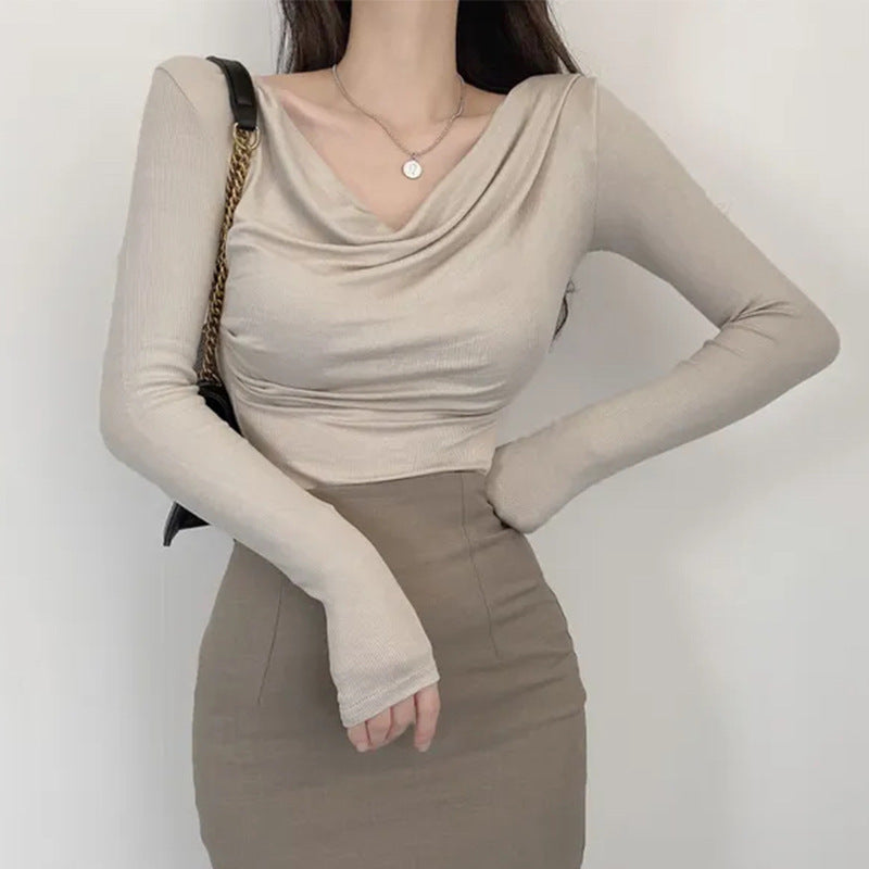 Women Long Sleeve Shirt Casual Bottoming Shirt Autumn