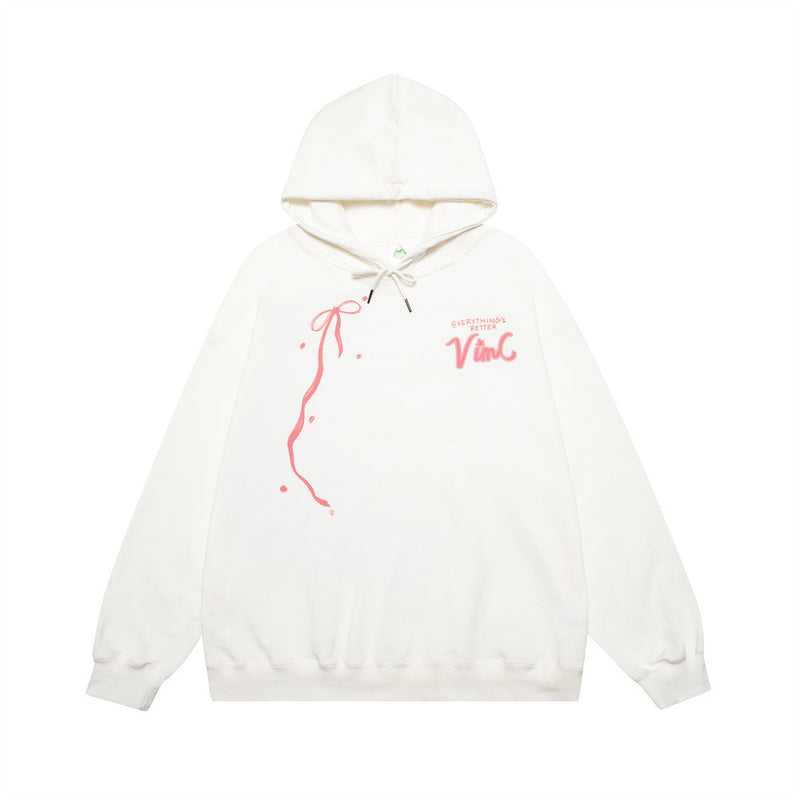 Men Hoodie Bowknot Printed Hoodie Boys Loose Autumn and Winter