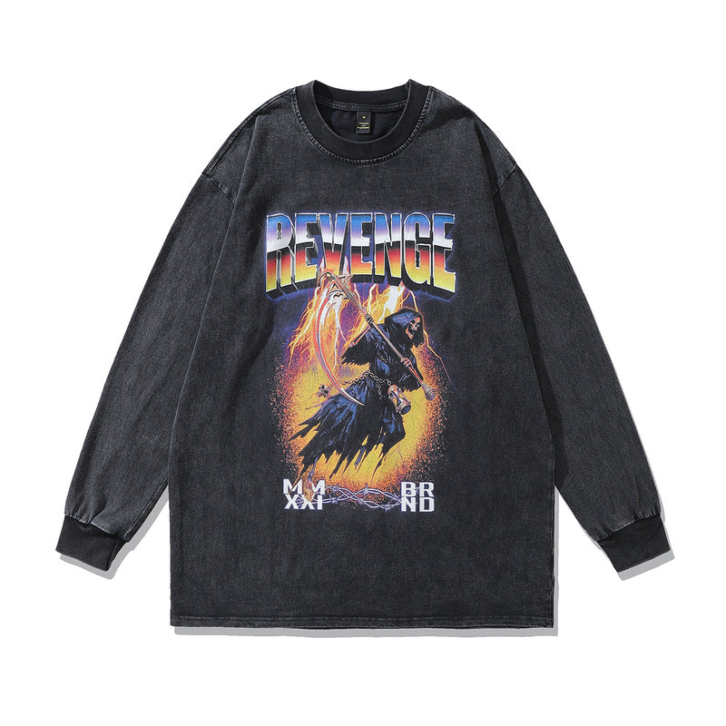 Men Long Sleeve Shirt Flame Print Long Sleeve T-shirt Men and Women Couple
