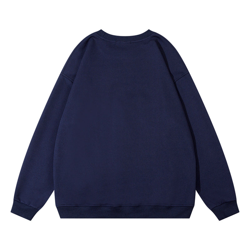 Men Hoodie Fun Letter Print round Neck Long Sleeve Sweater