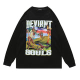 Men Long Sleeve Shirt Gothic Style Printed Sweater Men's and Women's Hip Hop Retro Long Sleeve T-shirt
